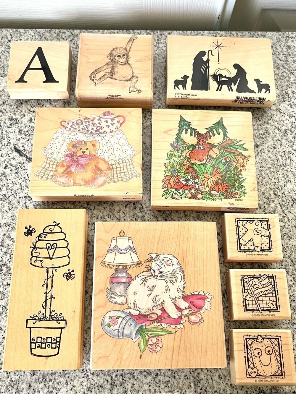 Set Of 10 Wooden Stamps Variety